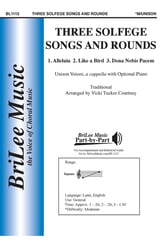 Three Solfege Songs and Rounds Unison choral sheet music cover